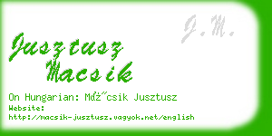 jusztusz macsik business card